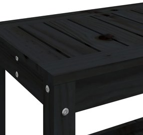 fekete tömör fenyőfa kerti pad 108x35x45 cm