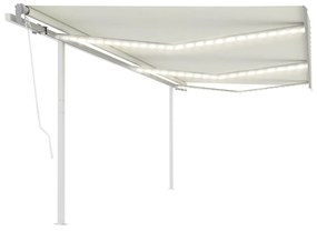 krémszínű automata szélérzékelős és LED-es napellenző 6 x 3 m