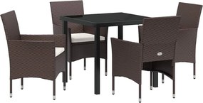 vidaXL Kert étkező szett párnával 5 pcs Barna polirattan