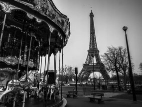 Poszter 40x30cm Körhinta Eiffel-toronnyal a háttérben, Assaf Frank