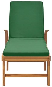 Tömör tíkfa napozóágy zöld párnával
