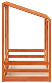 viaszbarna tömör fenyőfa gyerekágy tetővel 70 x 140 cm