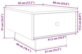 betonszürke szerelt fa dohányzóasztal 60 x 45 x 31 cm
