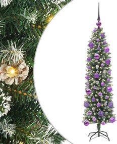 vidaXL Mű Karcsú Karácsonyi Fa 150 LED-del Zöld és Fehér 120 cm