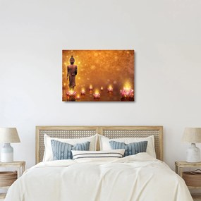 Kép - Buddha arany csillogással (üvegen) (70x50 cm)