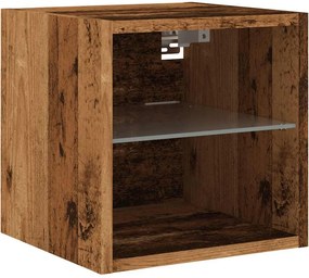 vidaXL antik fa színű fali TV-szekrény LED-világítással 30x28,5x30 cm