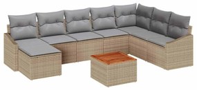 vidaXL Kerti Kanapé Szett párnával 9 pcs Bézs polirattan