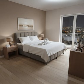 Boxspring ágy, 160x200, barnásszürke taupe, ALMA