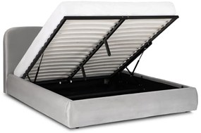 Szürke Bársony Kárpitozott Ágy, Ágyneműtartóval. 140x200 BRISTOL