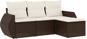 vidaXL 4 részes barna polyrattan kerti ülőgarnitúra párnákkal