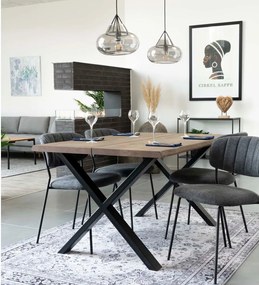 Toulon Smoked étkezőasztal tömör tölgyfa asztallappal, 140 x 95 cm - House Nordic