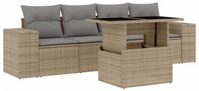 5 részes bézs polyrattan kerti ülőgarnitúra párnákkal