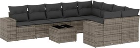 vidaXL 10 részes szürke polyrattan kerti ülőgarnitúra párnákkal