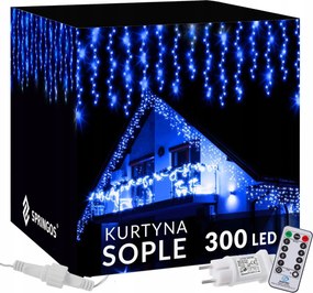 Jégcsap 300 Led Kültéri Lámpa 14,5m Távirányító Flash Függöny Fényfüzér