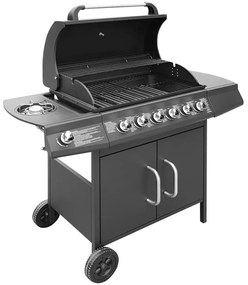vidaXL fekete gáz grillsütő 6+1 főzőfelülettel