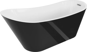 Luxury Alta szabadon álló fürdökád akril  170 x 75 cm, fehér/fekete,  leeresztö  króm - 52141707575 Térben álló kád