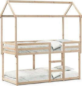 vidaXL tömör fenyőfa ágy emelettel és tetővel 75 x 190 cm