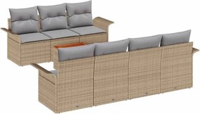 vidaXL Kerti Kanapé Szett párnával 8 pcs Bézs polirattan