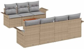 vidaXL Kerti Kanapé Szett párnával 8 pcs Bézs polirattan