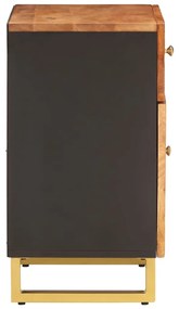 Barna és fekete tömör mangófa éjjeliszekrény 50 x 33 x 60 cm