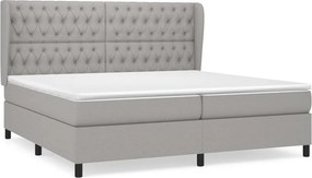 vidaXL világosszürke szövet rugós ágy matraccal 200 x 200 cm