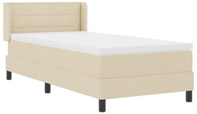 Box Spring Ágy Káprázatos Krém Színben, 90x200 cm, Szövet.