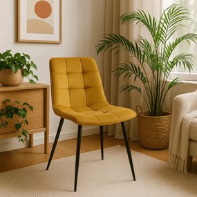 Krzesło PERU Musztardowe Welurowe