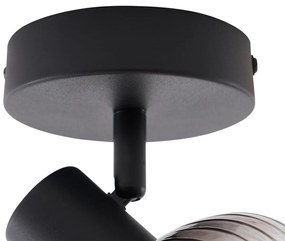 Modern mennyezeti spotlámpa fekete kerek füstüveggel - Teddy