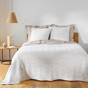 Fehér-bézs jersey ágytakaró és párnahuzat szett 220x240 cm Cassandra – douceur d'intérieur