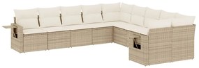 10 részes bézs polyrattan kerti ülőgarnitúra párnával