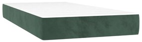 sötétzöld bársony rugós és LED-es ágy matraccal 200x200 cm