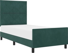 vidaXL Boxrugós ágy fejtámlával Sötétzöld 90 x 190 cm Bársony