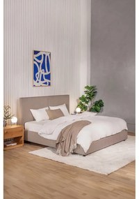Szürkésbarna kárpitozott ágyneműtartós franciaágy ágyráccsal 160x200 cm Myra Bold – Bonami Selection
