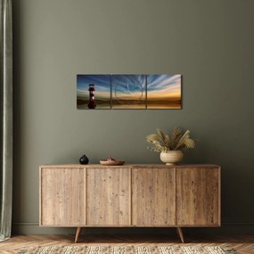 Világítótorony a tengeren (órával) (90x30 cm)