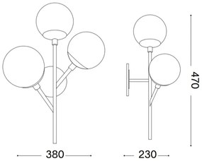 Ideal Lux - Fali lámpa KEPLER 3xE27/42W/230V fekete/füstös