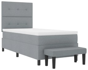 Box Spring Ágy Mattal és Padja Világosszürke 100x200 cm Szövet