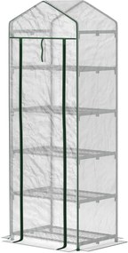Outsunny Üvegház Rolós Ajtóval, Polcokkal, Téliálló Acél Kerettel, Üvegház Erkélyre, Kertbe, Paradicsom Háznak 69 x 49 x 193 cm, Paradicsom Üvegház Pa