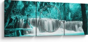 Kép - Kék vízesés (órával) (90x30 cm)