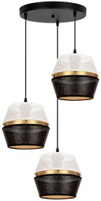 Csillár zsinóron PARIS 3xE27/60W/230V á. 45 cm fehér/fekete/arany
