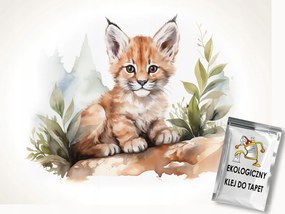 Fotótapéta Flizelina Akvarell Gyerekek Állat Kis Hiúz Macska 100x75 ragasztó