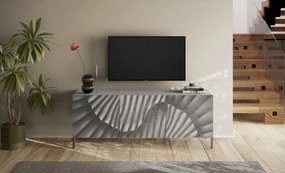 SNAKE háromajtós komód, betonhatású testet és szürke, díszített mintázatú előlapokkal