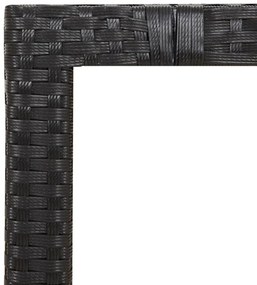 7 részes fekete polyrattan kerti bisztrógarnitúra párnákkal