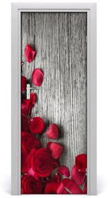 Ajtó tapéta vörös rózsák 75x205 cm