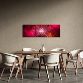 Piros absztrakció képe (órával) (90x30 cm)