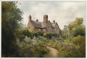 Poszter Keret Alumínium Tájkép Anglia Parasztház Birtok Kert 60x40