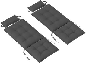 Outsunny 2 részes Nyugágy Párna Vízlepergető Párna Kerthez Nyugágy Párna Tengerparti Nyugágyhoz Napozó Párna Kerti Bútorokhoz 50x116x5 cm, Sötétszürke