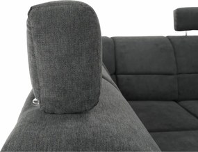 Ülőgarnitúra, műbőr fekete/szövet sötétszürke, balos, SANTIAGO U