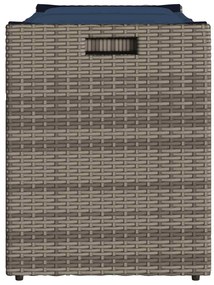 Szürke polyrattan kültéri tárolópad párnával 100 cm