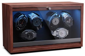 Klarstein Brienz 6, órafelhúzó, 6 óra, 4 üzemmód, fa megjelenés, kék belső világítás