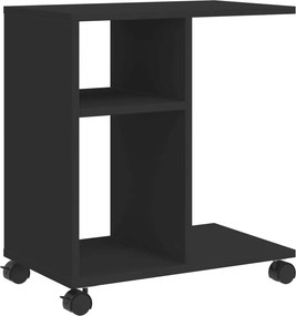vidaXL fekete szerelt fa kisasztal kerekekkel 50 x 30 x 55 cm